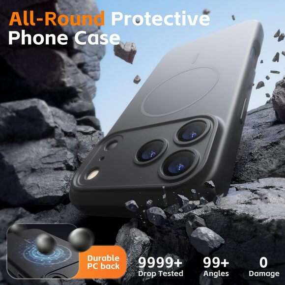 MagSafe Case for iPhone 17 Pro Matte Black 360 Lens Guard Shockproof Magnetic - Picture 6 of 12